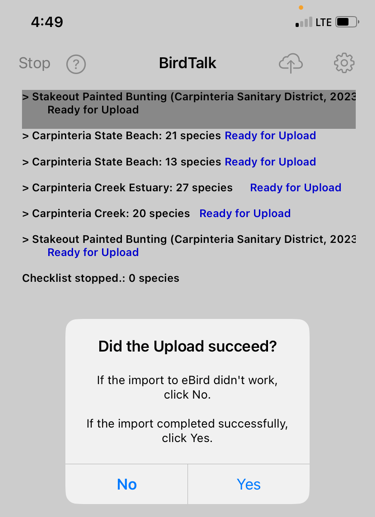 Upload confirmation